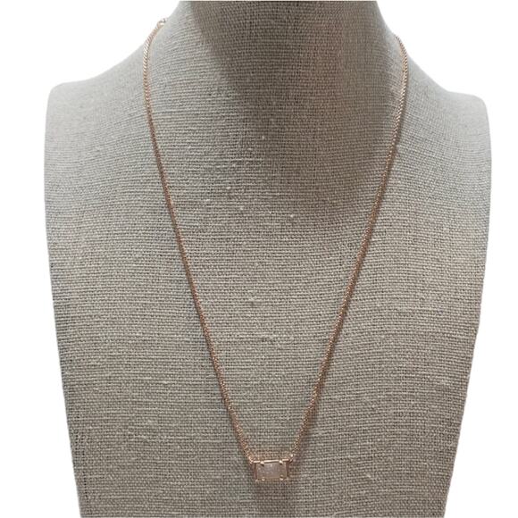 Kendra Scott Iridescent White Drusy and Rose Gold Bar Necklace - Picture 2 of 5